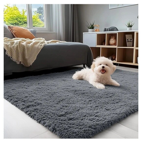 OLANLY Area Rugs for Living Room Bedroom, Machine Washable 4x5.9 Feet Soft Gray - Picture 3 of 6
